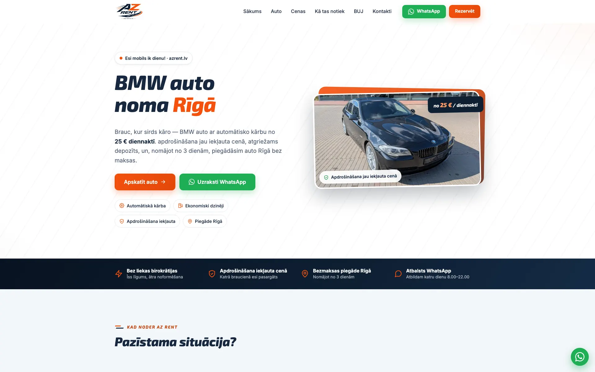 azrent.lv — auto nomas platforma ar admin paneli