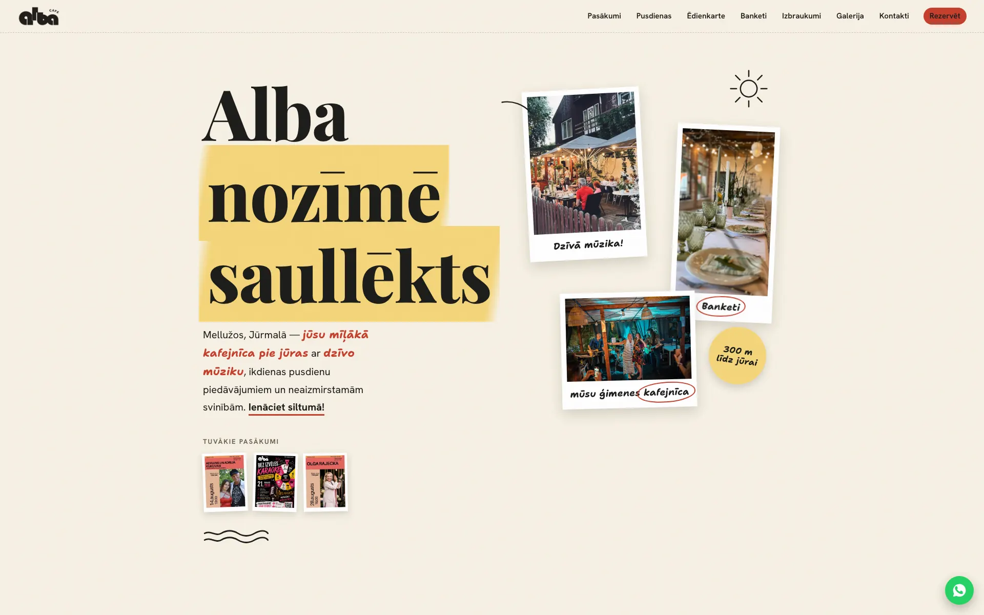 kafejnicaalba.lv — kafejnīcas mājaslapa ar ēdienkartes pārvaldību