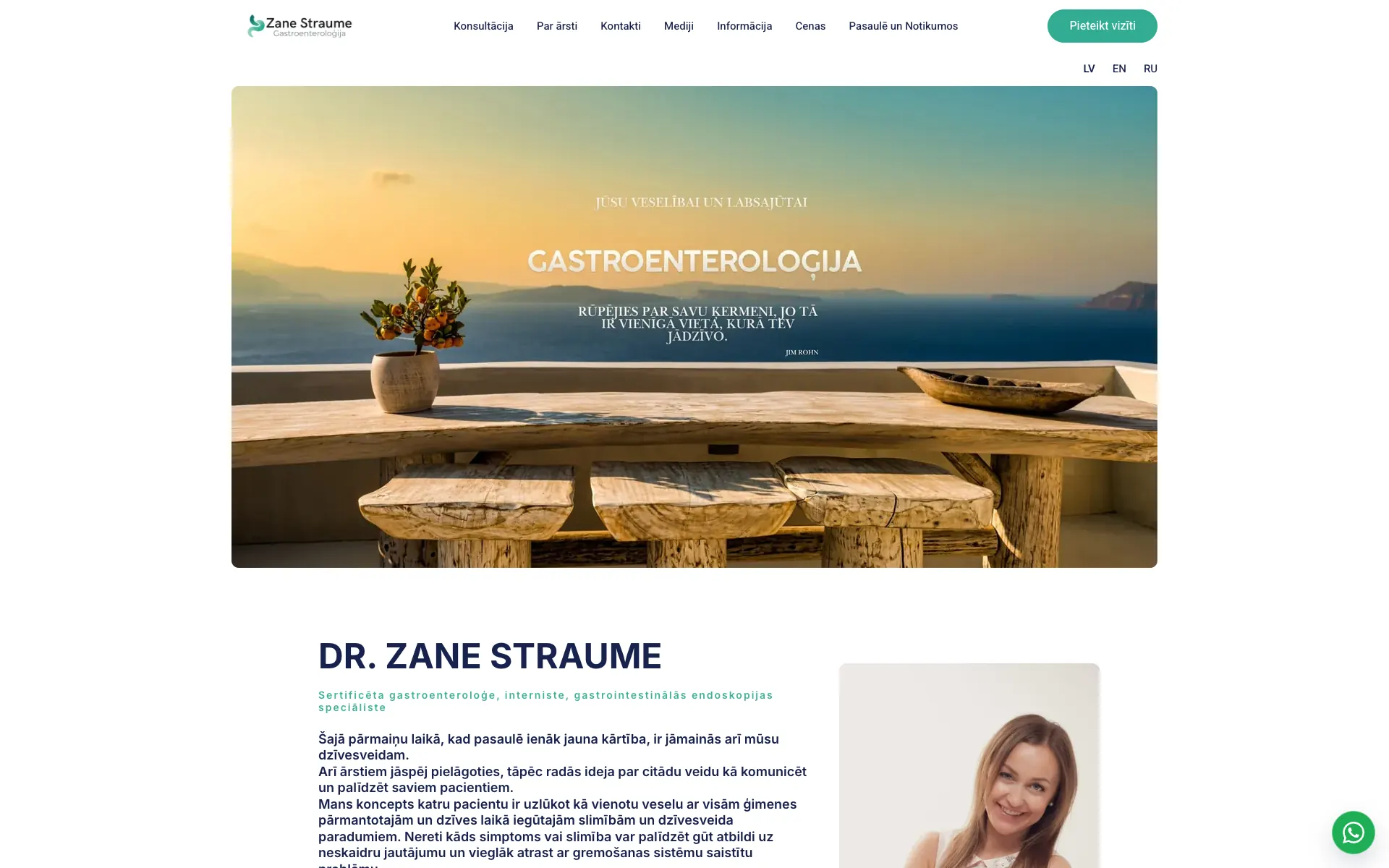 zstraume.lv — gastroenteroloģes Dr. Zanes Straumes prakses mājaslapa trīs valodās
